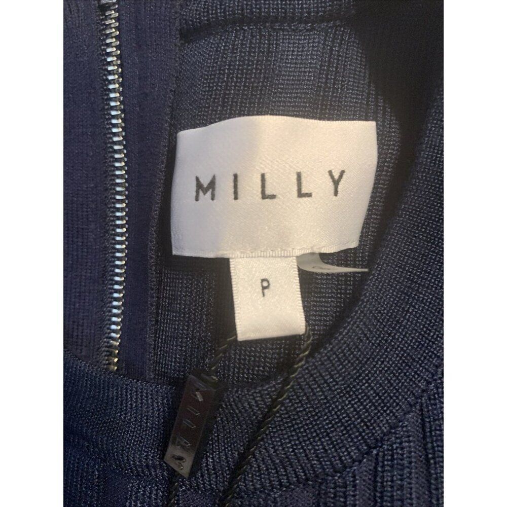 Milly New Authentic Solid Navy Blue Knit Short Sl… - image 5